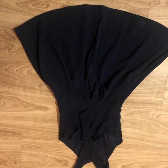 Navy flowy dress with bow on back - Picture 5 of 5